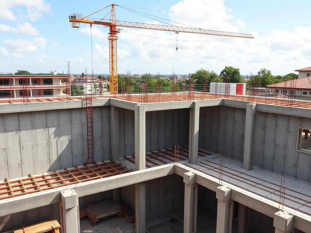 Fachada com tela de proteção instalada para início do revestimento externo.